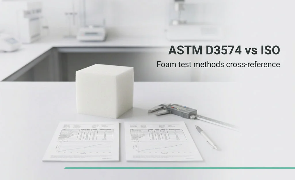 Comparing ASTM D3574 and ISO foam test reports
